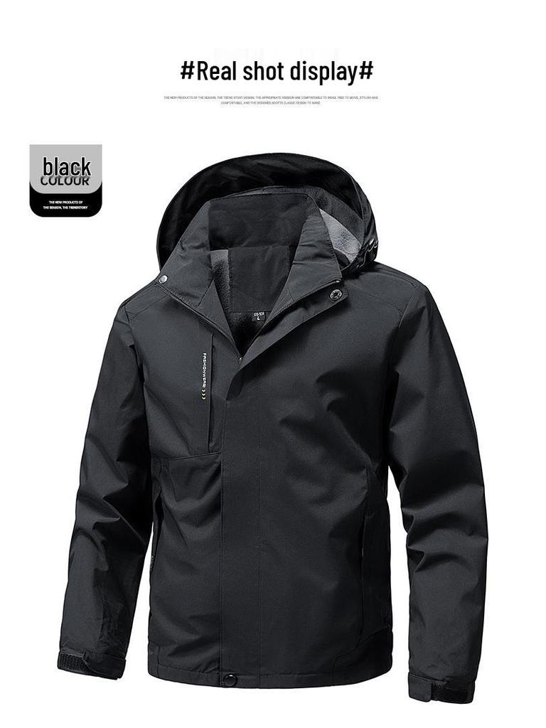 Men's Outdoor Softshell Jacket - Detachable, Windproof & Waterproof, Trendy Mountaineering & Casual Sports Outerwear