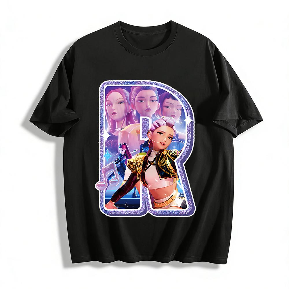 

Virtual Girl Group Shiny Stage Print Trendy Top Casual Loose Unisex Idol Style T-Shirt Pure cotton T-shirt XXS