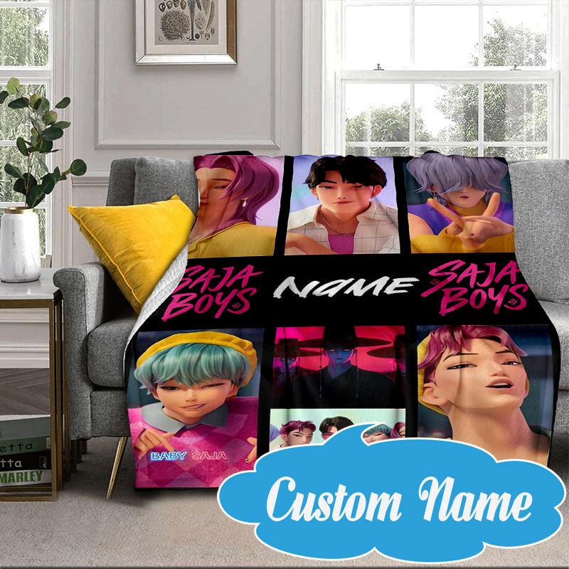 Custom Name Fantasy Night Trio K-Pop Blanket bed sofa Blanket Flannel Blanket for Camping, Hiking, Picnic Essentials,gift for Fan family