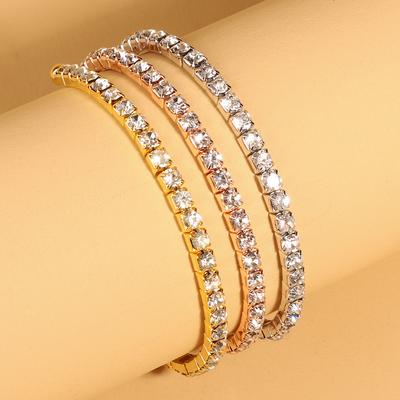 Wedding Accessories, Bridal Accessories Full Diamond Open Elastic Bracelet, Claw Chain Diamond Bracelet