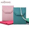 Custom Foldable Pearl Necklace Pouches Multifunctional Earrings Rings Pendants Storage Velvet Pouches Buckle Gift Jewelry Bag
