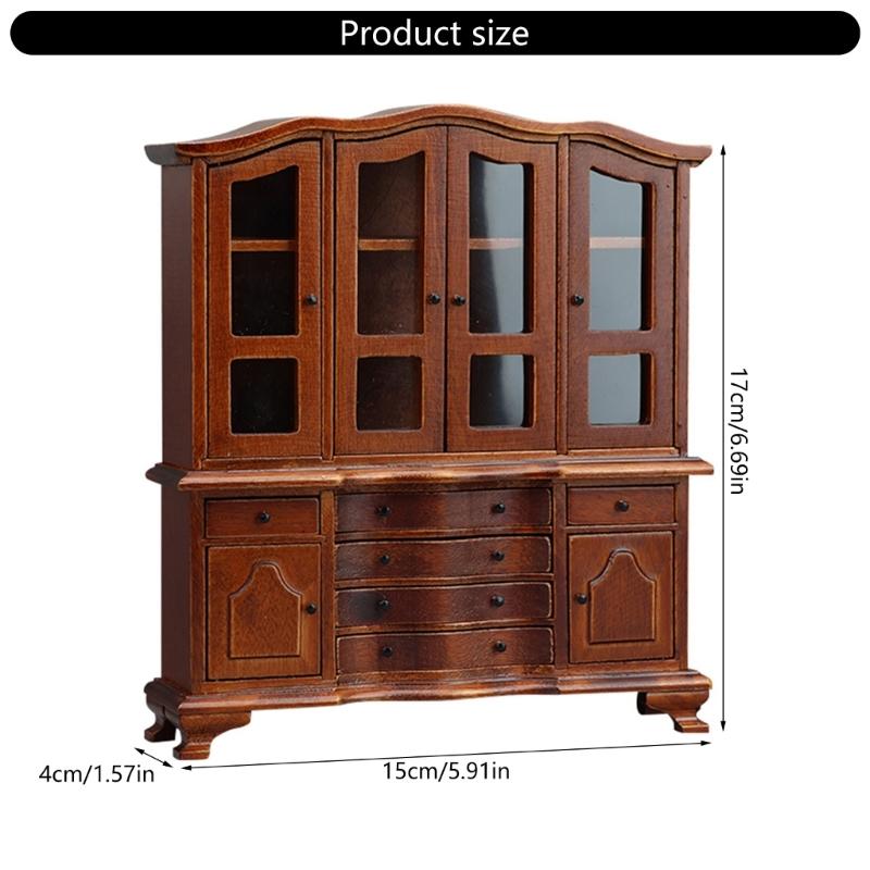 1/12 Scale Miniature Kitchen Cabinet for Dollhouses with Openable Doors and Drawer Realistic Dollhouses Scene Decoration