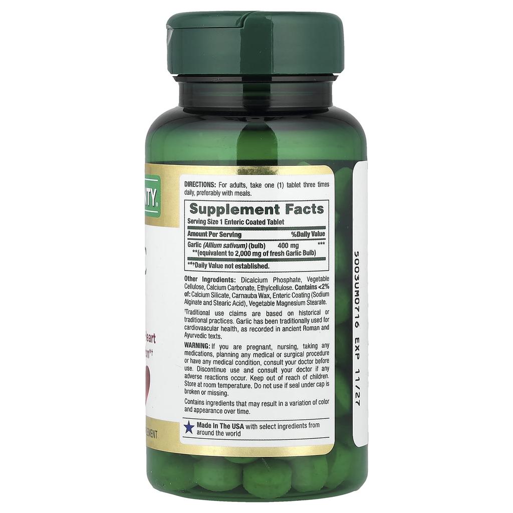 Nature'S Bounty, Garlic, 2,000Mg, Coated Tablets 120 Tablets