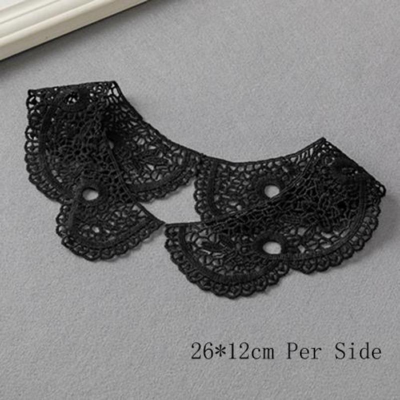 1 Pair White Neckline Fake Collar Lace Fabric Embroidery Carft DIY Dress Garment Decoration Accessories