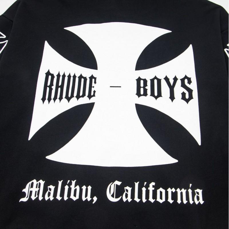 RHUDE Sweat à capuche en coton épais à imprimé graphique pour homme Décontracté Coupe ample Streetwear Jeune