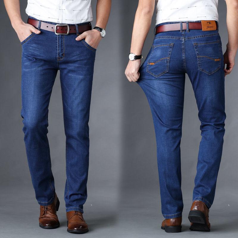 Men's Comfortable High-Waist Summer Denim Jeans - Casual Loose Straight-Leg Wear-Resistant Pants