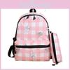 Large Childrens Capacity Checkered Backpack With Bear Print Design For Use Daily