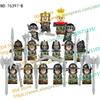 N501U-504U Medieval Castle Knight Building Blocks Figures Four Side UV Printing King Warhorse Weapons Accessories Toys Kid Gifts