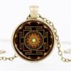 Sri Lanka Yantra Pendant Necklace - Vintage Sweater Chain
