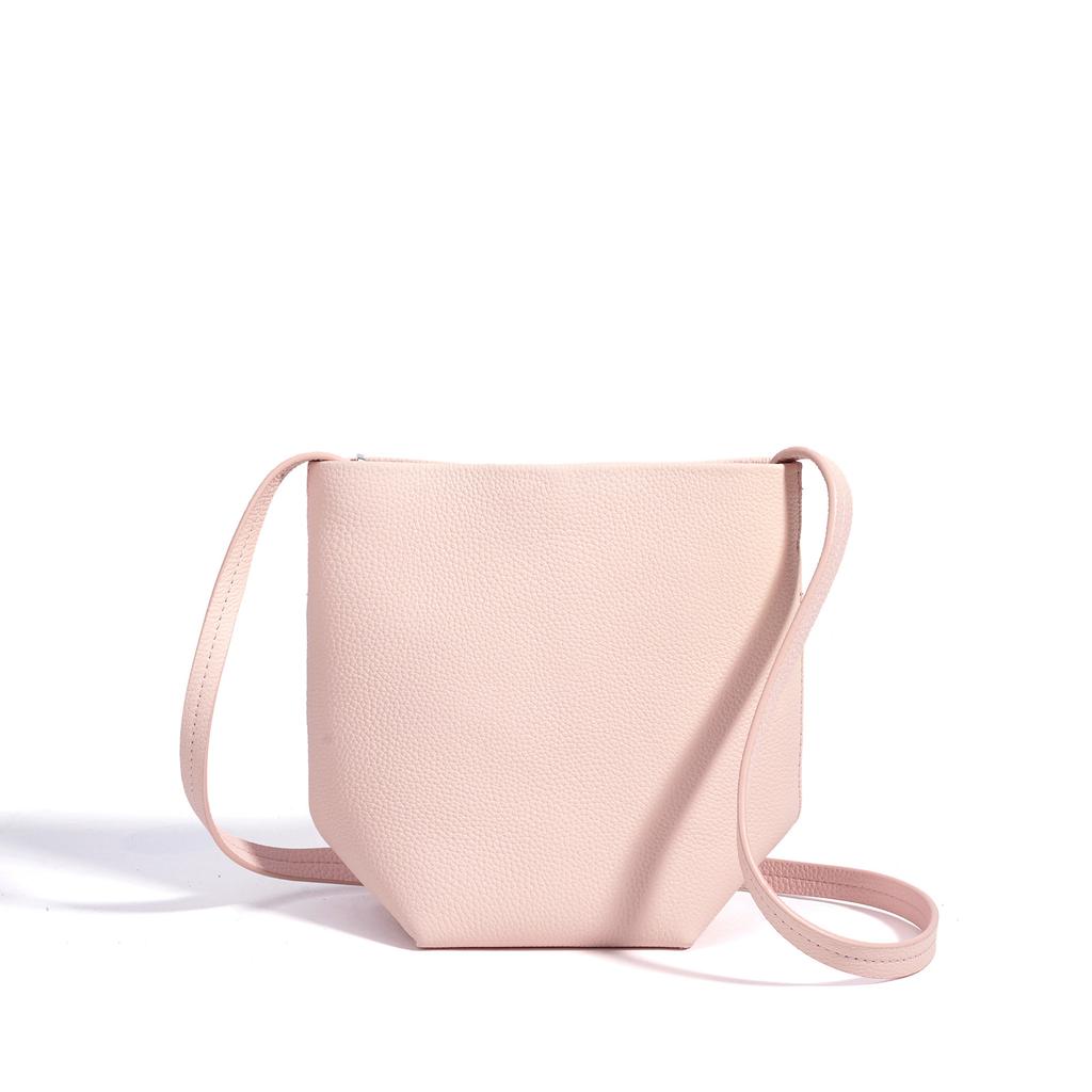 New Korean-style Minimalist Phone Bag, Genuine Leather Versatile Shoulder Bag, Mini Crossbody Bag, Small Bucket Minimalist Women's Bag