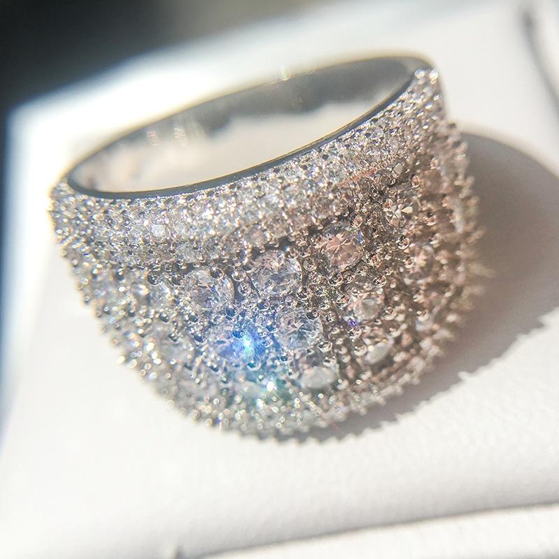 Schillernder Markenschmuck, weißer Strass-Ring, modischer Verlobungs-Ehering für Frauen