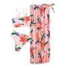 Fashion Women Printed High Waist Split Long Skirt Bikini Casual Swimsuit Set