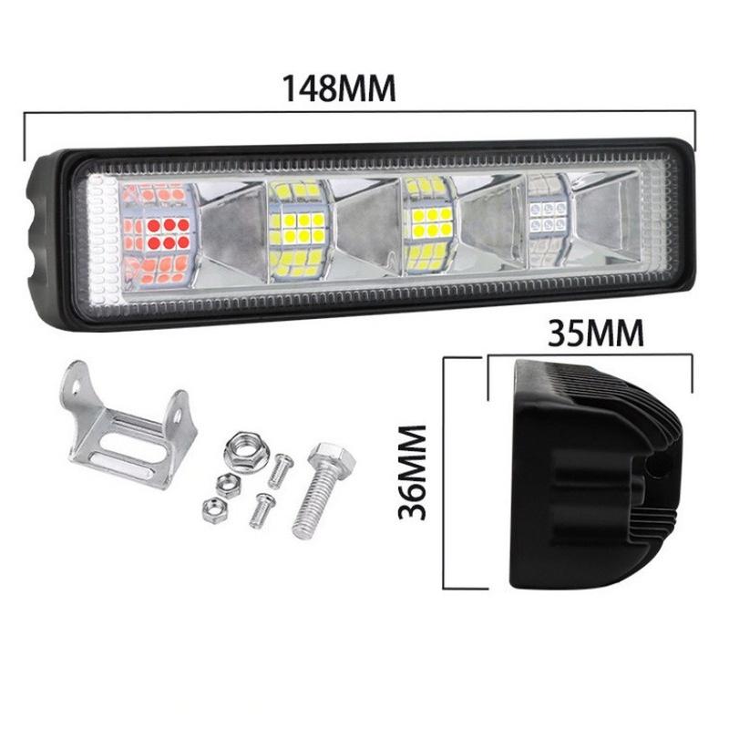 12V LED Work Light Single Row 4 Hole White Red Blue Strobe Auxiliary Light Super Bright Car LED Work Light LED Light Aluminum