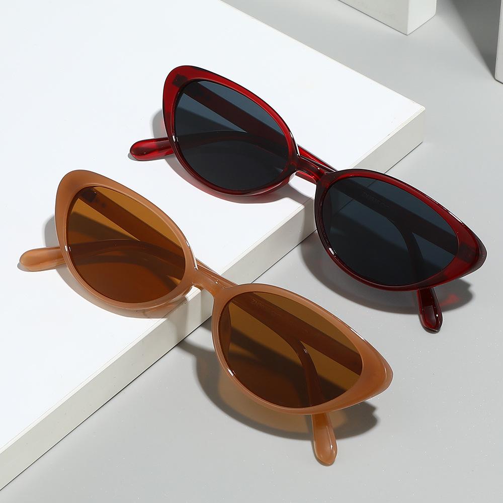 Retro Small Cat Eye Sunglasses Shades UV400 Women Fashion Jelly Tea Sun Glasses