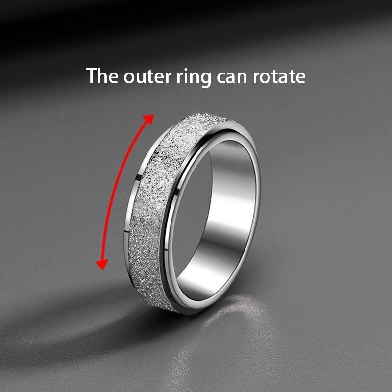 Fashionable Men's and Women's Frosted Ring, Rotatable Titanium Steel Material Ring