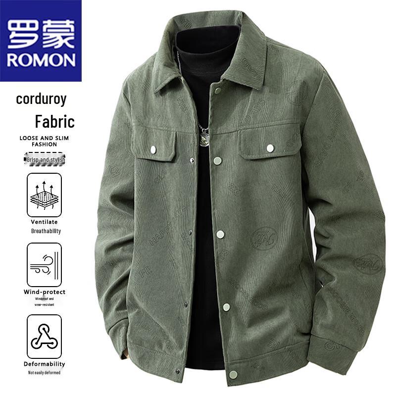 Romon Men's American Retro Corduroy Casual Jacket