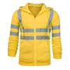 Fleece-lined Outdoor Sanitation Workwear Men's High Visibility Reflective Strip Zipper Hooded Sweatshirts
