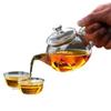 Heat-Resistant Glass Teapot with Colored Handle and Filter for Gongfu Tea