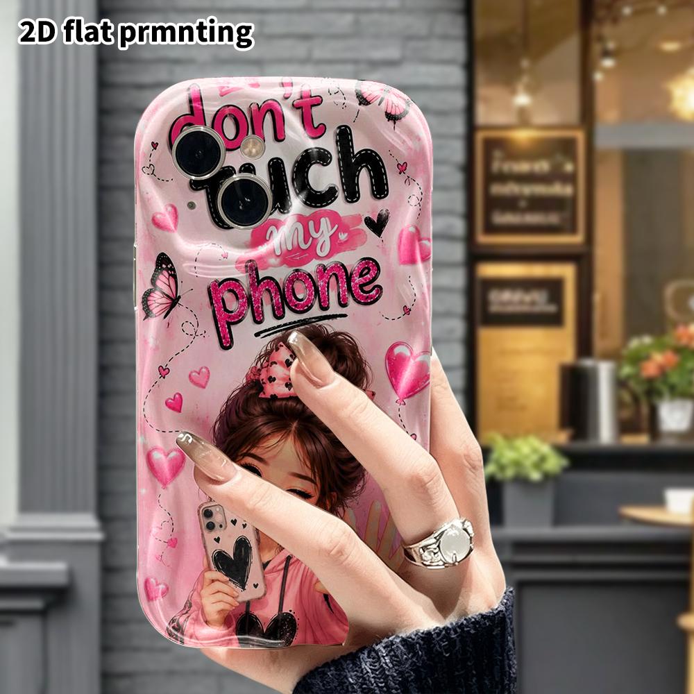 Phone Case: 2D Flat Design, Suitable for iPhone 18 17 16 15 14 13 12 Pro Protective Case, Phone Decoration, Pink and Black Heart, Halloween and Christ