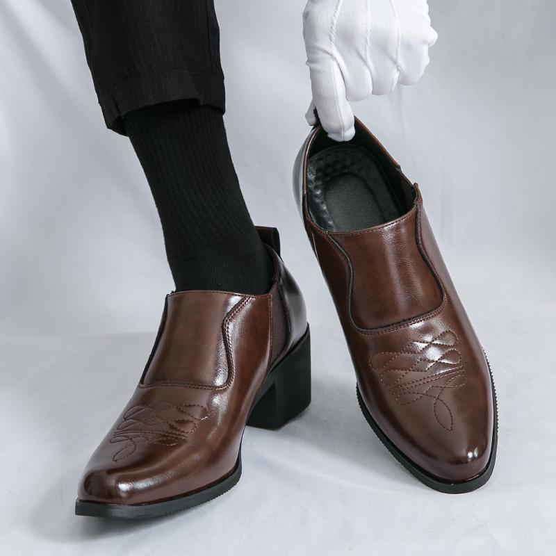 Aukštos Kokybės Brogue Platforminiai Odiniai Batai Vyrams Klasikiniai Stori Aukšti Kulnai Vestuviniai Verslo Socialiniai Batai Vyrams Formalūs Biuro Odiniai