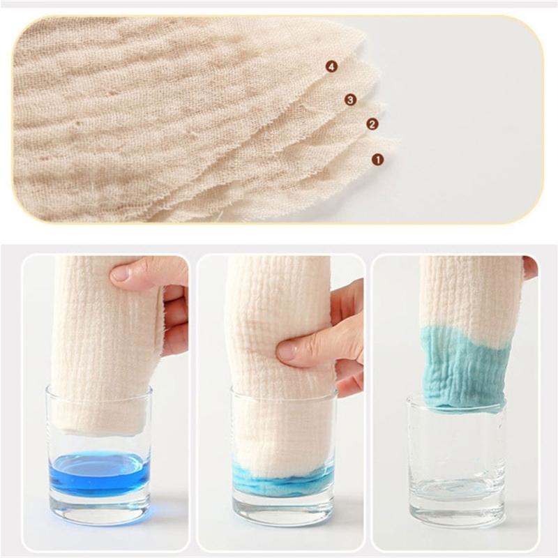 4Pcs Cotton Baby Face Towel Highly Absorbent Quick Dry Washcloth For Infant Face Washing Feeding And Daily Hygiene Care