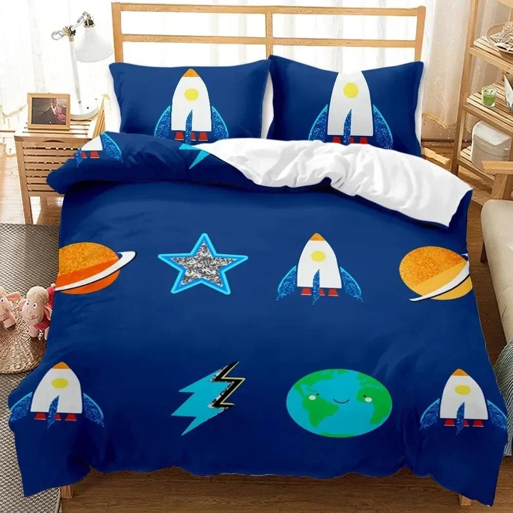 Astronaut Duvet Cover Set, Space Bedding Set for Kids Boys, Sky Galaxy Themed Comforter Cover, QueenKingTwin Size Quilt Cover