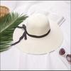 Large Eave Straw Hat for Woman Black Bow Tie Edge Sunscreen Foldable Beach Hat Outdoor Seaside Vacation Fashionable and Elegent