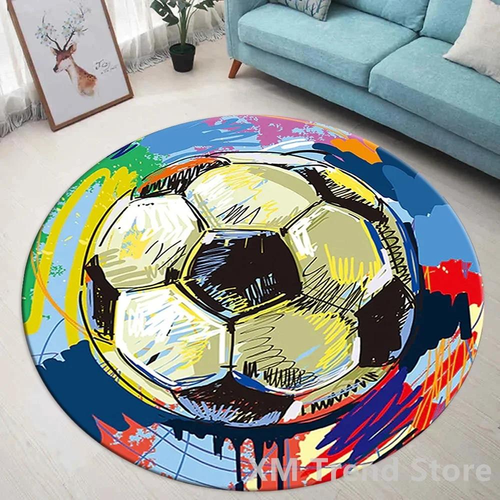 Soccer Football Basketball Tennis Round Circle Area Rug Carpet for Living Room Bedroom Sofa Non-slip Floor Mat Dropshipping Diameter 60cm