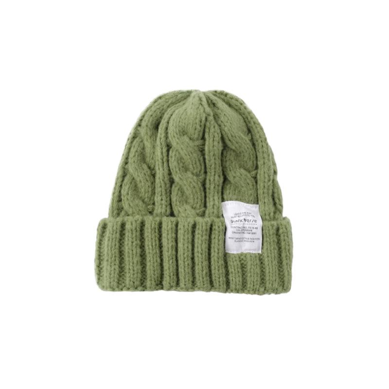 Simple Autumn and Winter Hat Big Head Circumference Knitted Wool Hat Loose Ins Face Small Twist Thickened Winter Warm Hat