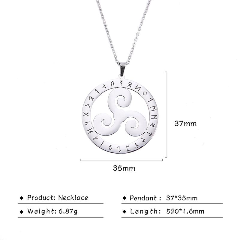 LIKGREAT Nerezová ocel Triskele Triskelion Náhrdelník Viking Runy Přívěsek Náhrdelník Severský Valknut Šperky Spirální Amulet