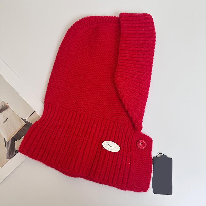 Korean Balaclava Hat Women's Winter Warm Hat Scarf Integrated Couple's Ear Protection Wool Knitted Hat