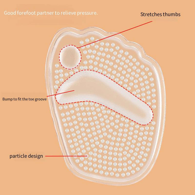 Silicone Forefoot Pads for Women High Heels Half Insoles Anti-slip GEL Self-adhesive Shoe Pad Foot Pain Care Inserts Cushion