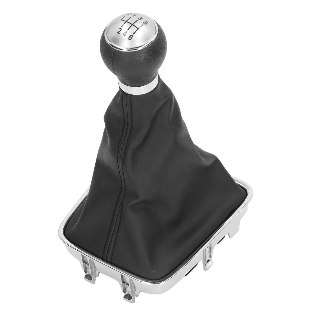 6-Gang Schalthebelknauf mit PU-Lederstulpe Automobil-Innenausstattung Ersatzkarosserieteile Silber