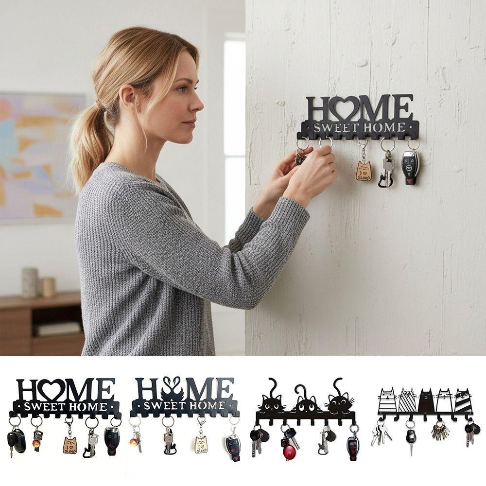New Metal Key Holder Black Accessories Key Wall Hook with Screws Key Hanger Home Decoration