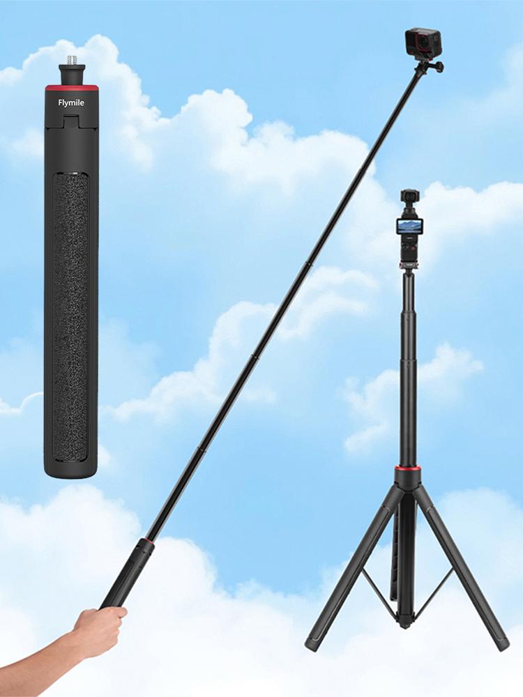 Selfie Stick Tripod W/ Extension Pole Extendable Travel Tripod Stand for Insta360 X5 Action 4/Pocket 3