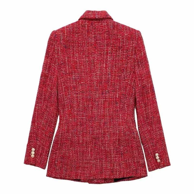 Spring New Arrival Women's Clothing Classic Style Texture Double Breasted Long Sleeves Lapel Casual Suit Jacket 9192156
