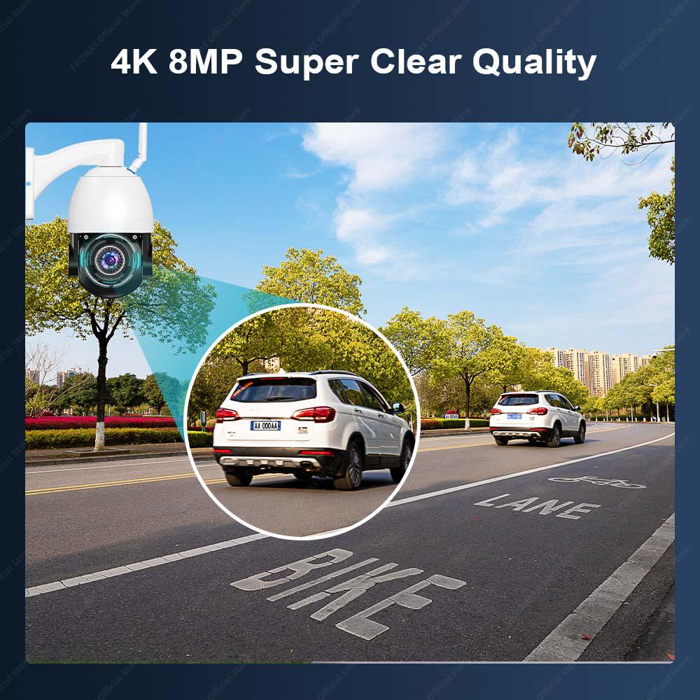 4K 8MP PTZ IP Outdoor 50X Zoom WiFi Surveillance Camera 120M IR Distance Security Protection Metal Shell Smart CCTV Cam
