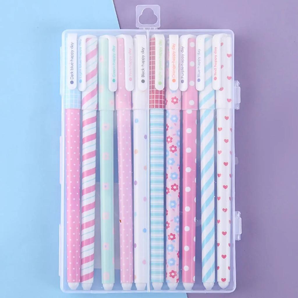 10 יח'\סט צבע עט פרח בעל חיים כוכבי כוכב מתוק פלורה צבעוני עט ג'ל 0.38 מ"מ עטים חמודים לבית ספר נייחים