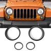 2007-2017 Jeep Wrangler JK Headlight Cover & Front Turn Signal Light Trim Kit For Jeep Wrangler JK | 4x | Black | Adhesive | Aluminum