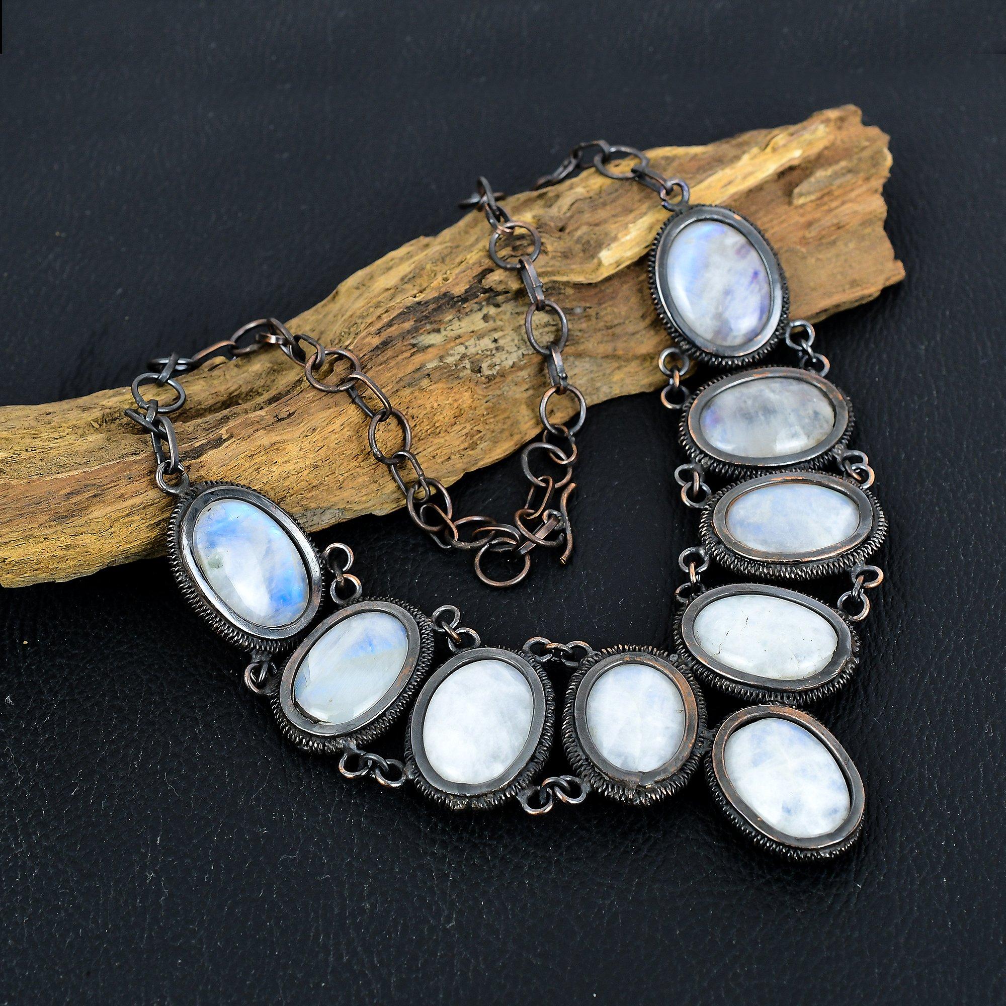 

Blue Sheelite 999 Copper Wire Wrapped Necklace with Adjustable Chain, Handmade Gemstone Jewelry Necklace For Memorial Day