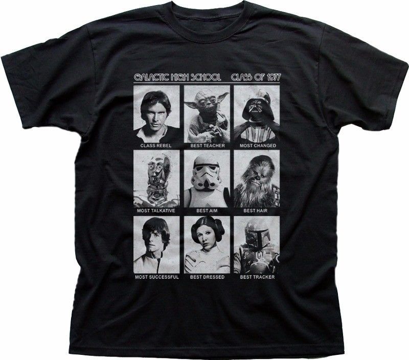 Galactic Class of 1977 Yoda Jedi Solo Rebel STAR WARS black t-shirt 9417 S разноцветный