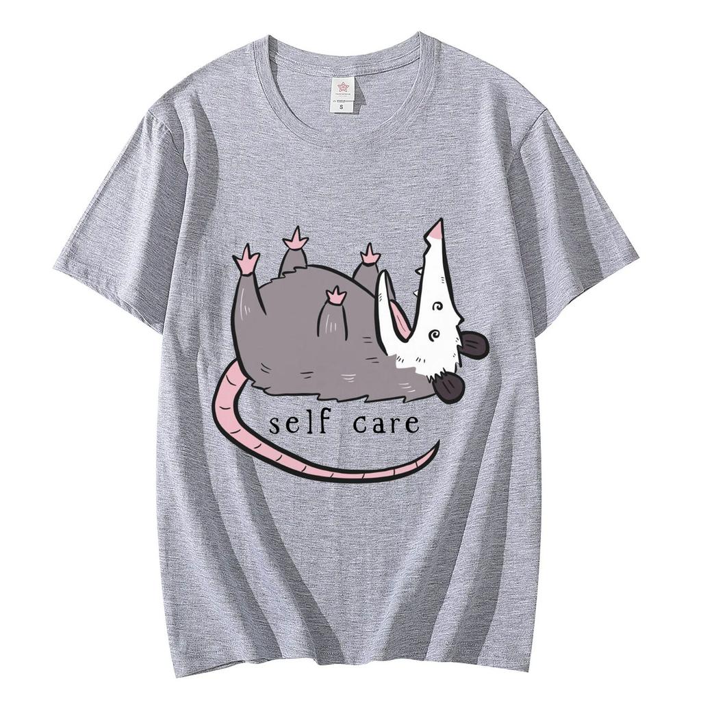 Opossum Self Care Funny Tshirt Mens Womens Casual Cute Short Sleeve Tshirts Harajuku Fashion Oversized T Shirts Streetwear