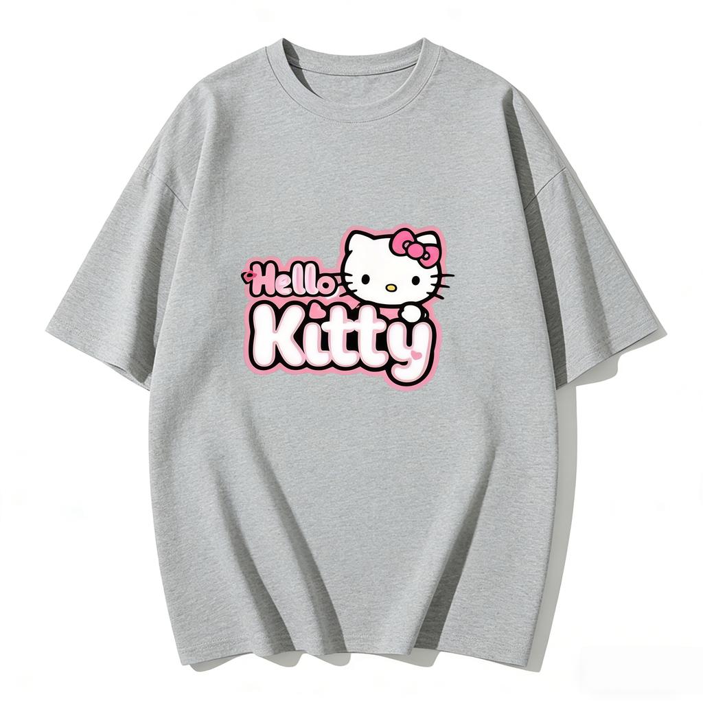 2026 Summer Hello Kitty Cartoon Printed Short Sleeve Pure Cotton Tshirt Parentchild Outfit Classic Fashion Womens Tees Tops