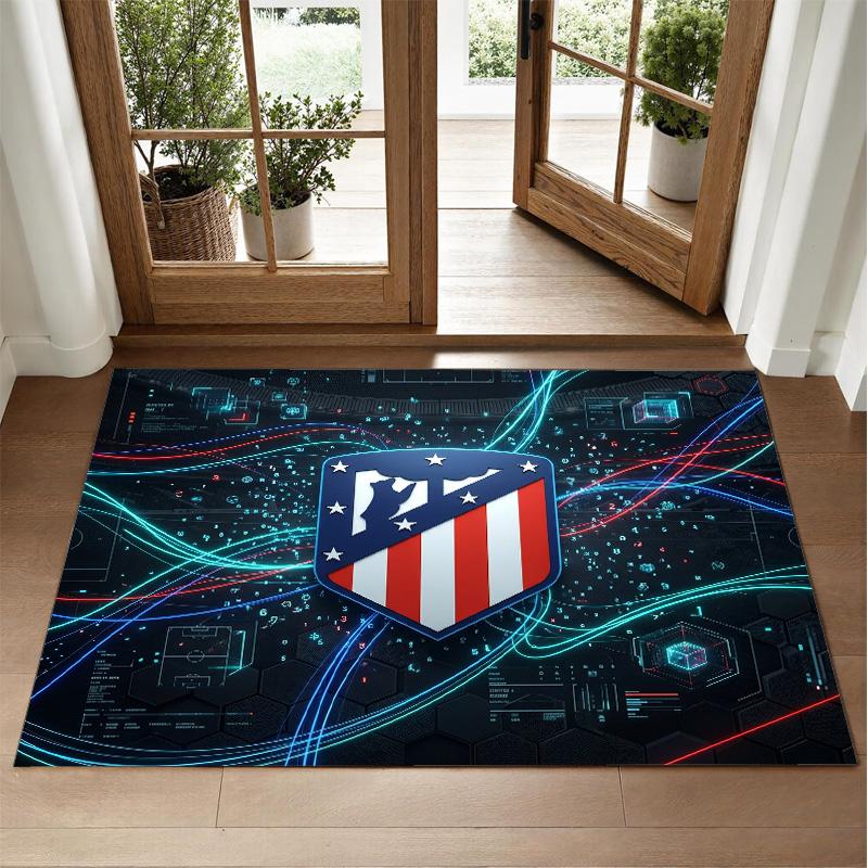 Atletico Madrid Design Crystal Velvet Rug Soft Decorative Mat for Bedroom Entrance