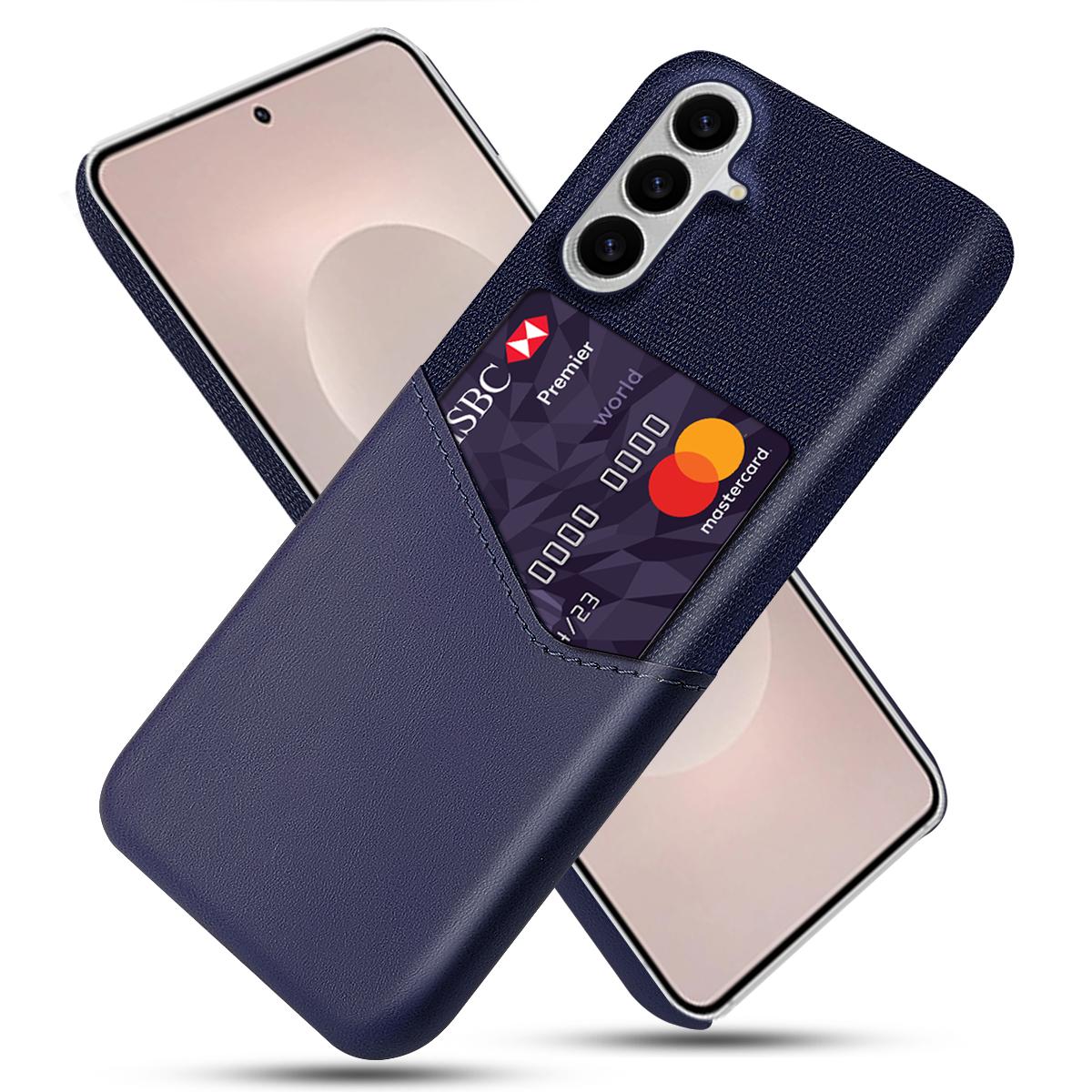 

For Samsung Galaxy S26+ Case PU Leather Cloth Texture Hard PC Phone Cover with Card Holder