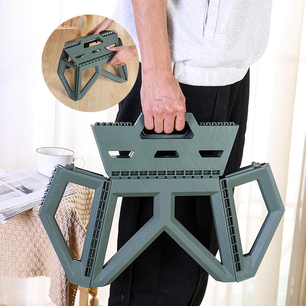 Folding Step Stool Plastic Lightweight Portable Small Kids Step Stool for Outdoor Camping Fishing Picnic Green