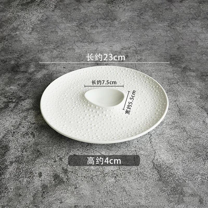 

Чисто-белая керамическая тарелка с бусинами в горошек, нестандартная десертная тарелка, суши-тарелка, толстые суповые тарелки, креативная посуда для молекулярной кулинарии
