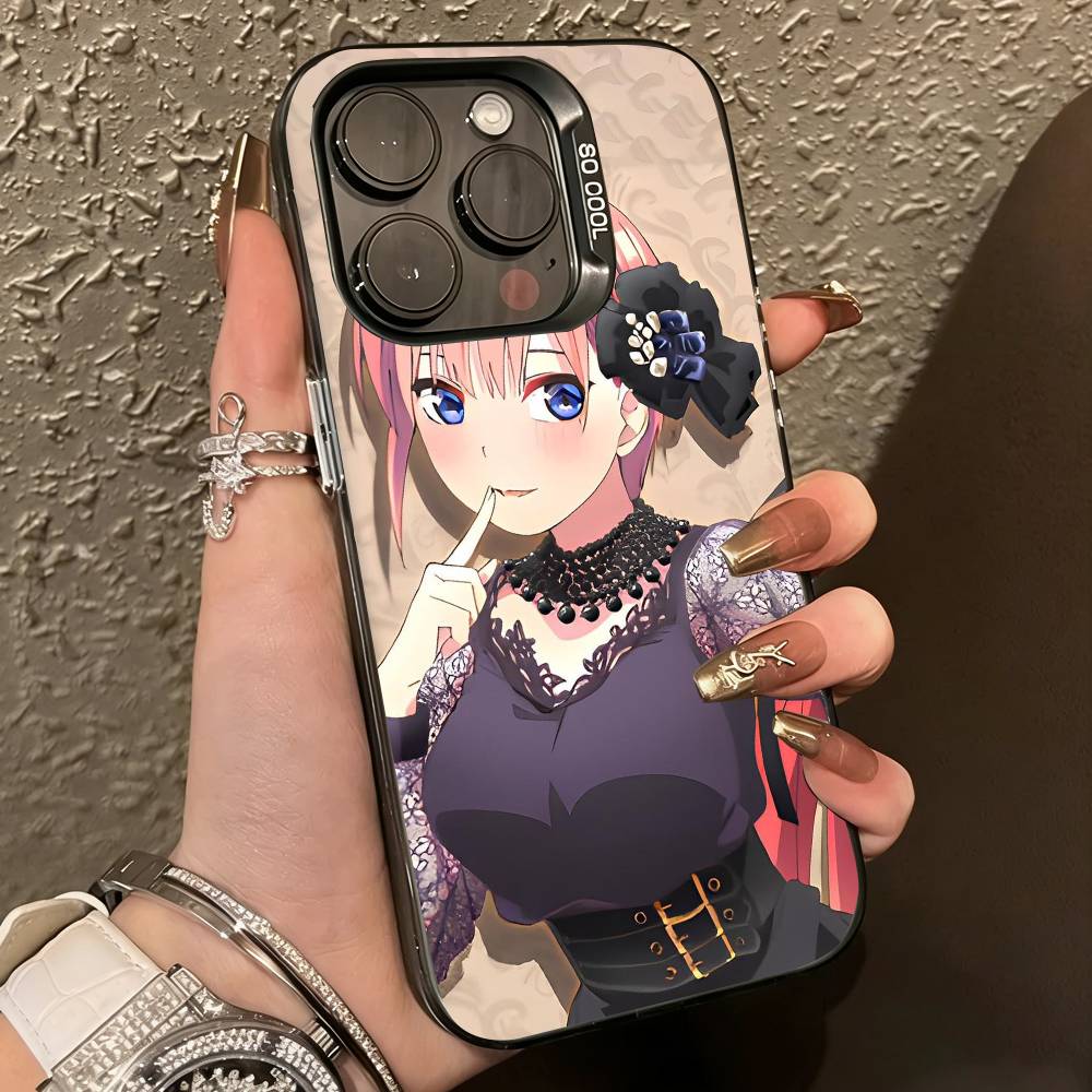 Anime Ichika N-Nakano Handyhülle für iPhone 17,16,15,14,13,12,11 Plus,Pro Max,XS,Farbige Silberbeschichtete Innenabdeckung