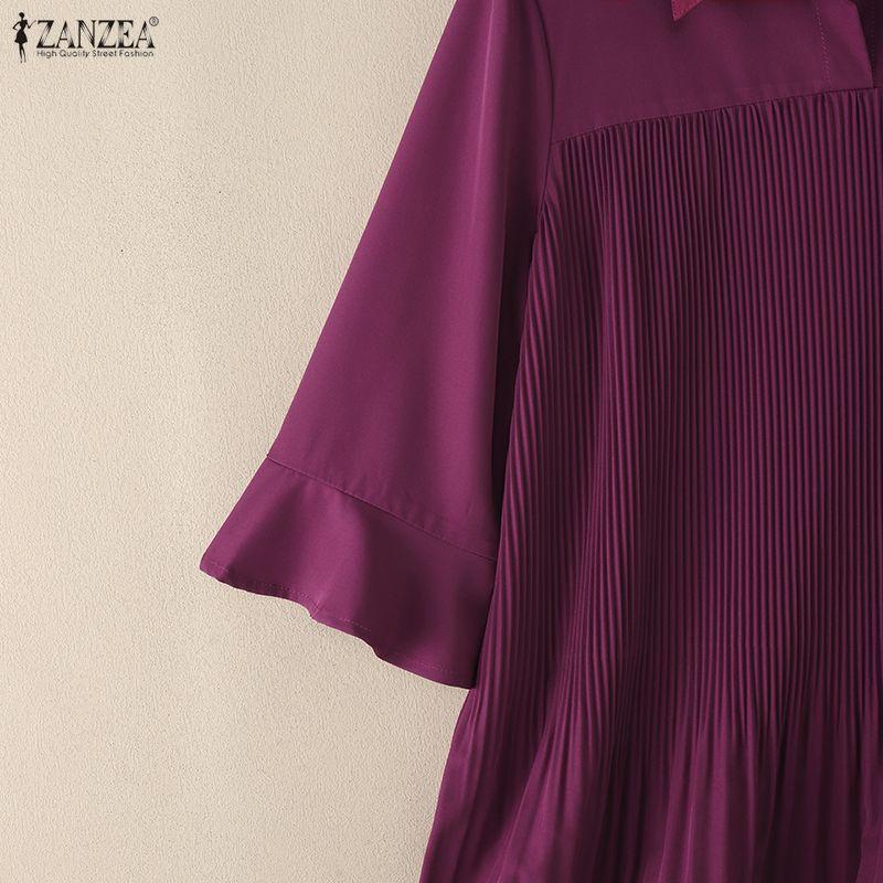 ZANZEA Damen Casual Umlegekragen 3/4 Ärmel Lockere Bluse