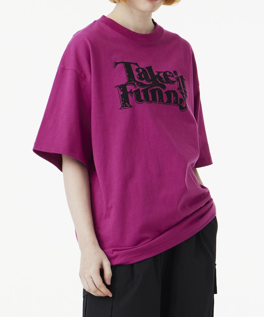 URBANAGE Take It Funny Vintage Oversized Short Sleeve_Magenta Pink
